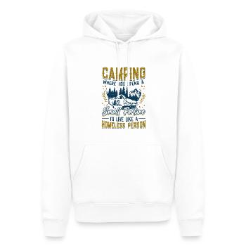 Camping, verbringen Sie ein kleines Vermögen. - Männer Premium Bio Hoodie - Weiß - Vorne - Nico (187cm)