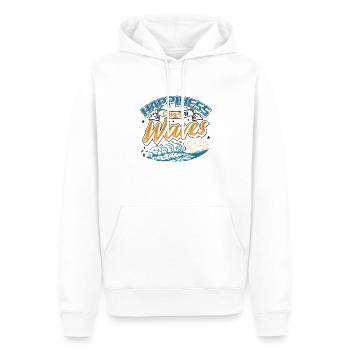 Happiness Comes In Waves Surfen Ozean Sommerferien - Männer Premium Bio Hoodie - Weiß - Vorne - Nico (187cm)