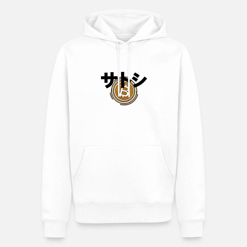 サトシ Bitcoin Crypto Currency - Sweat à capuche Premium bio Homme - blanc
