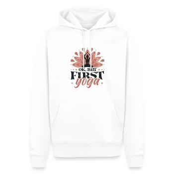 Ok, mais le yoga était le premier, Lotus Namaste - Sweat à capuche Premium bio Homme - blanc - Devant - Nico (187cm)