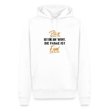 Bier ist die Antwort, die frage ist egal - Männer Premium Bio Hoodie - Weiß - Vorne - Nico (187cm)