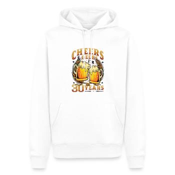 Acclamations et bière J’ai 30 ans - Sweat à capuche Premium bio Homme - blanc - Devant - Nico (187cm)