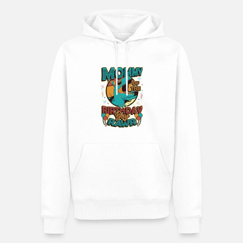 Dinosaure Maman d’Birthday Boy - Sweat à capuche Premium bio Homme - blanc