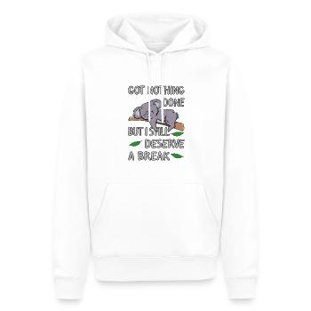 Je n’ai rien fait mais je mérite quand même une pause - Sweat à capuche Premium bio Homme - blanc - Devant - Nico (187cm)