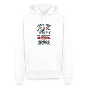 Ich weiß nicht, wie ich mich verhalten soll. - Männer Premium Bio Hoodie - Weiß - Vorne - Nico (187cm)