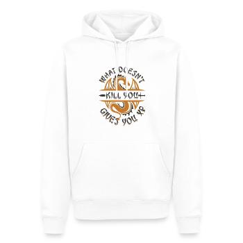Was dich nicht umbringt, gibt dir XP - Männer Premium Bio Hoodie - Weiß - Vorne - Nico (187cm)