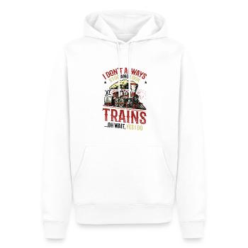 Halten Sie an und schauen Sie sich Züge an. - Männer Premium Bio Hoodie - Weiß - Vorne - Nico (187cm)