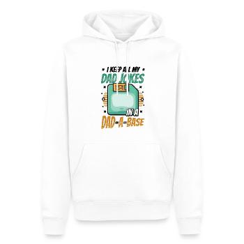 Je garde toutes les blagues de mon père. - Sweat à capuche Premium bio Homme - blanc - Devant - Nico (187cm)