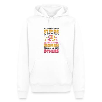 Strong women stand up. - Men’s Premium Organic Hoodie - white - Front - Nico (187cm)