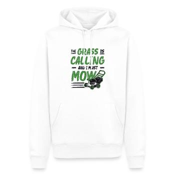 L’herbe appelle et je dois tondre la tonte de la pelouse - Sweat à capuche Premium bio Homme - blanc - Devant - Nico (187cm)