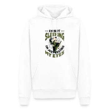 Je ne dors pas, je repose juste mes yeux. - Sweat à capuche Premium bio Homme - blanc - Devant - Nico (187cm)