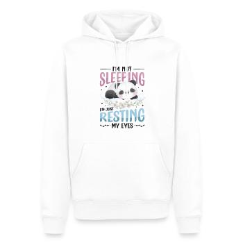 Je ne dors pas, je repose juste mes yeux. - Sweat à capuche Premium bio Homme - blanc - Devant - Nico (187cm)