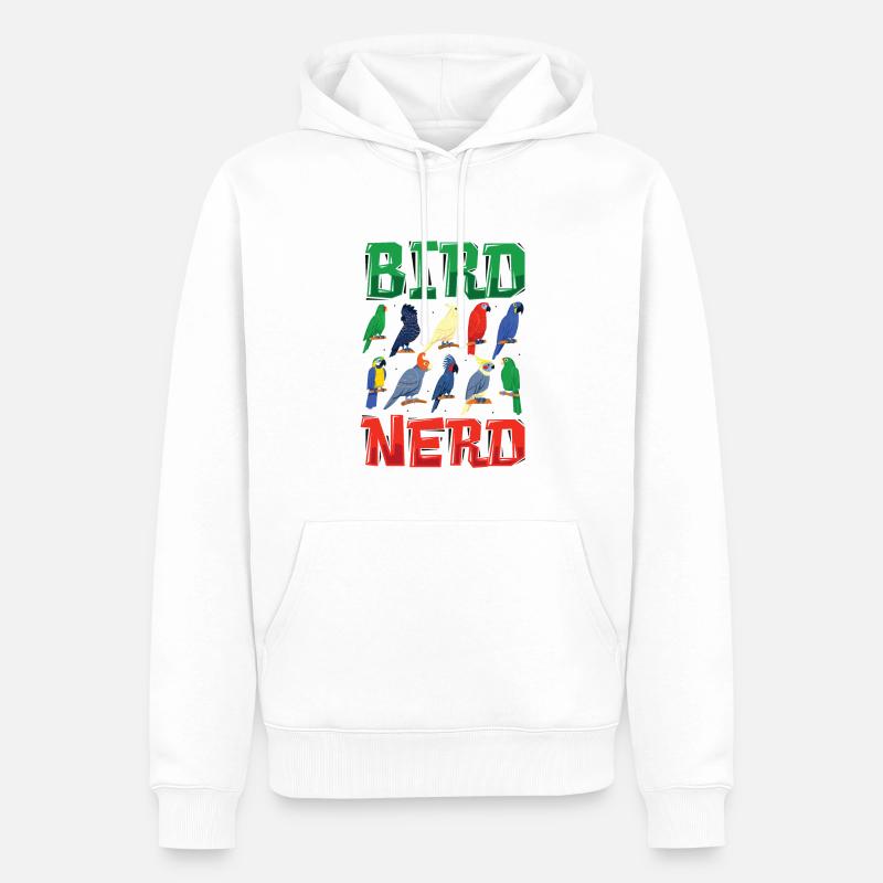 Observation des oiseaux Nerd - Sweat à capuche Premium bio Homme - blanc