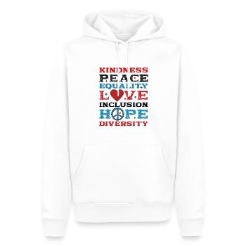 Vielfalt Gleichheit Liebe Frieden Menschenrechte - Männer Premium Bio Hoodie - Weiß - Vorne - Nico (187cm)