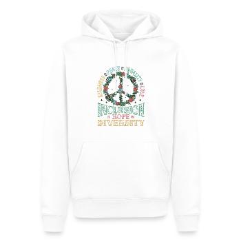 Vielfalt Gleichheit Liebe Frieden Blumen - Männer Premium Bio Hoodie - Weiß - Vorne - Nico (187cm)