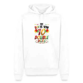 Ce garçon a maintenant 10 ans d’anniversaire à deux chiffres - Sweat à capuche Premium bio Homme - blanc - Devant - Nico (187cm)
