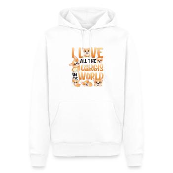 Ich liebe alle Corgis der Welt - Männer Premium Bio Hoodie - Weiß - Vorne - Nico (187cm)