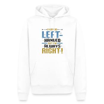 Je suis peut-être gaucher mais j’ai toujours raison - Sweat à capuche Premium bio Homme - blanc - Devant - Nico (187cm)