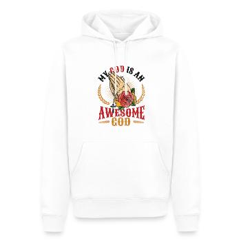Mein Gott ist ein großartiger Gott. - Männer Premium Bio Hoodie - Weiß - Vorne - Nico (187cm)