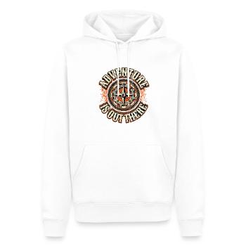 Abenteuer ist da draußen. - Männer Premium Bio Hoodie - Weiß - Vorne - Nico (187cm)