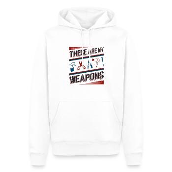 Ce sont mes armes dans le salon de coiffure - Sweat à capuche Premium bio Homme - blanc - Devant - Nico (187cm)