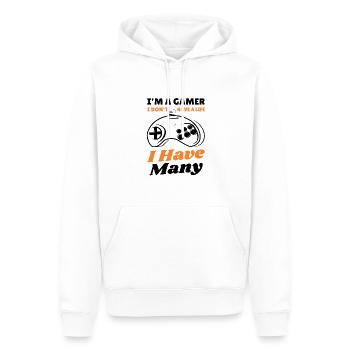 Je suis un joueur, je n’ai pas de vie - j’en ai beaucoup - Sweat à capuche Premium bio Homme - blanc - Devant - Nico (187cm)