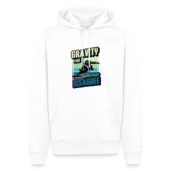 Gravity et moi sommes respectueusement en désaccord - Sweat à capuche Premium bio Homme - blanc - Devant - Nico (187cm)
