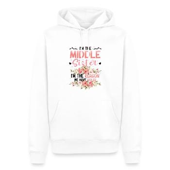 Mittlere Schwester, warum wir Regeln haben. - Männer Premium Bio Hoodie - Weiß - Vorne - Nico (187cm)
