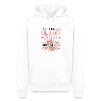 Eldest sister, I make the rules. - Men’s Premium Organic Hoodie - white - Front - Nico (187cm)