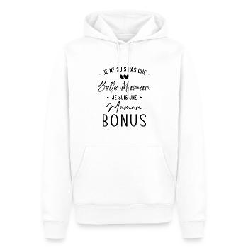 Cadeau belle maman je suis une maman bonus - Sweat à capuche Premium bio Homme - blanc - Devant - Nico (187cm)