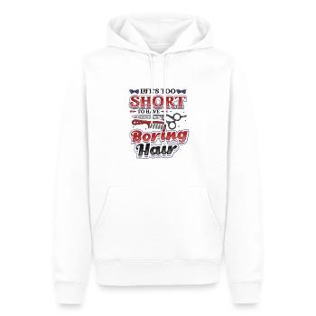 La vie est trop courte pour un ennuyeux - Sweat à capuche Premium bio Homme - blanc - Devant - Nico (187cm)