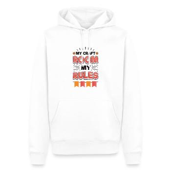 Ma salle d’artisanat Mes règles Maman rusée - Sweat à capuche Premium bio Homme - blanc - Devant - Nico (187cm)