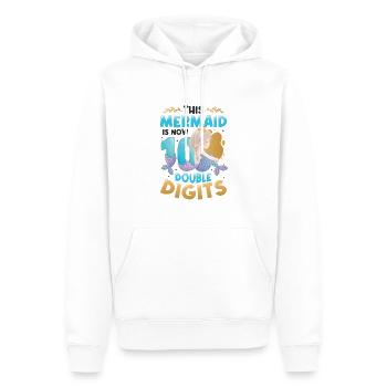 Cette sirène a maintenant 10 ans, à deux chiffres. - Sweat à capuche Premium bio Homme - blanc - Devant - Nico (187cm)