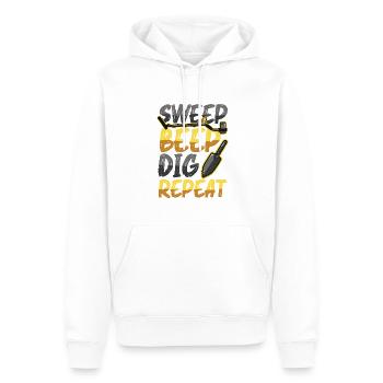 Sweep Beep Dig Repeat, Schatzsuche Metall. - Männer Premium Bio Hoodie - Weiß - Vorne - Nico (187cm)