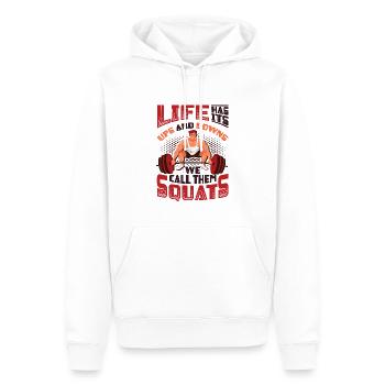 La vie a ses hauts et ses bas. - Sweat à capuche Premium bio Homme - blanc - Devant - Nico (187cm)
