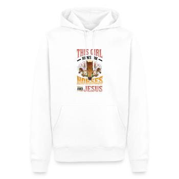 Cette fille court sur des chevaux et Jésus. - Sweat à capuche Premium bio Homme - blanc - Devant - Nico (187cm)