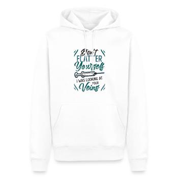 Ne vous flattez pas. - Sweat à capuche Premium bio Homme - blanc - Devant - Nico (187cm)