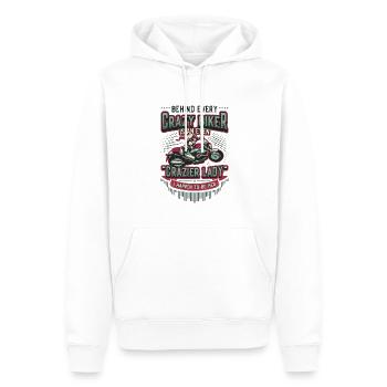Hinter Jedem Verrückten Biker, Steckt Eine Frau. - Männer Premium Bio Hoodie - Weiß - Vorne - Nico (187cm)