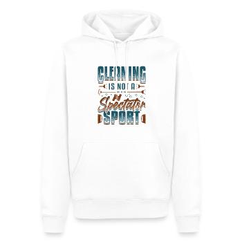 Reinigung Ist Kein Zuschauersport, Hausreinigung. - Männer Premium Bio Hoodie - Weiß - Vorne - Nico (187cm)