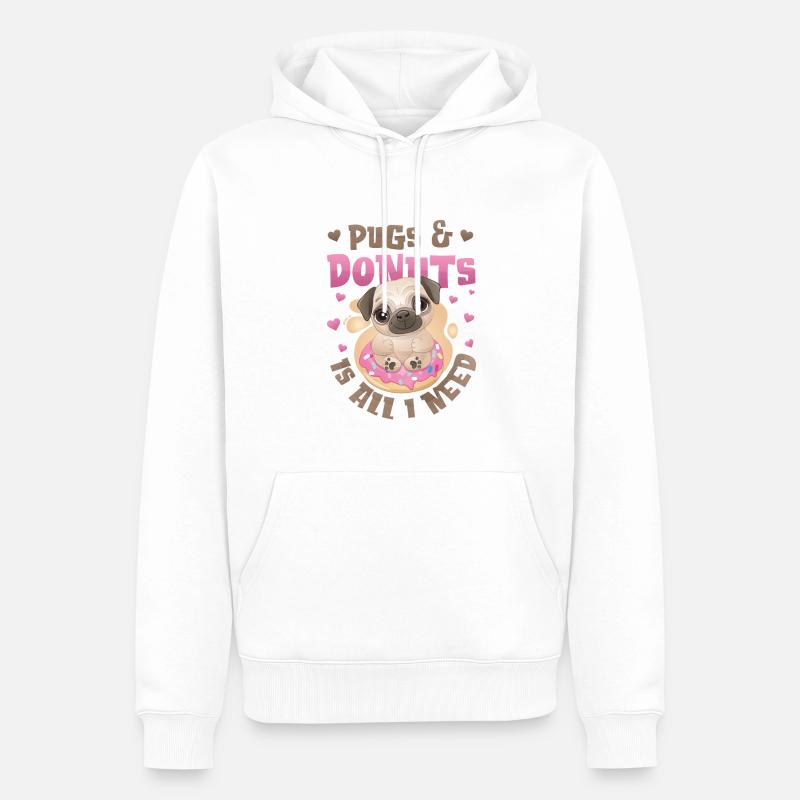 Mops Donut Lover Mädchen - Männer Premium Bio Hoodie - Weiß