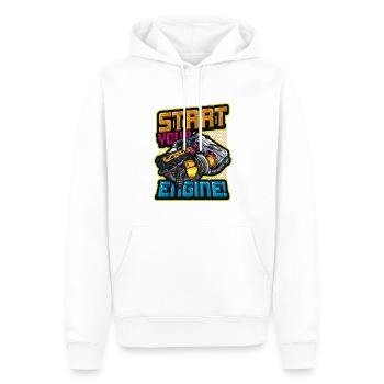 Démarrez votre mécanicien de moteur - Sweat à capuche Premium bio Homme - blanc - Devant - Nico (187cm)