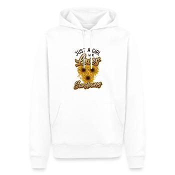 Juste une fille qui aime les tournesols. - Sweat à capuche Premium bio Homme - blanc - Devant - Nico (187cm)