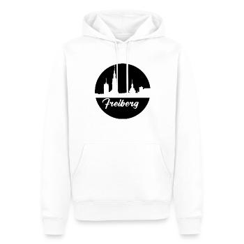 noir, skyline, cercle, papier découpé,Freiberg - Sweat à capuche Premium bio Homme - blanc - Devant - Nico (187cm)