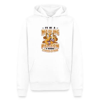 Lève-tard, grincheux du matin, hiboux, lève-tard. - Sweat à capuche Premium bio Homme - blanc - Devant - Nico (187cm)