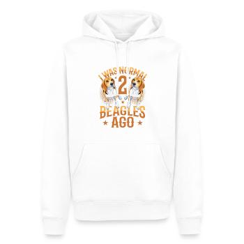 J’étais normal devant 2 beagles. - Sweat à capuche Premium bio Homme - blanc - Devant - Nico (187cm)
