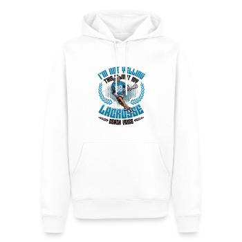 Don't shout, this is my lacrosse - Men’s Premium Organic Hoodie - white - Front - Nico (187cm)