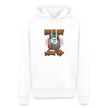 Geburtstagskind, Zeit Zum Aufleveln, Gamer. - Männer Premium Bio Hoodie - Weiß - Vorne - Nico (187cm)