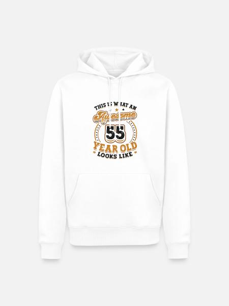 So Sieht Ein Toller 55-jähriger Aus. - Herre Premium økologisk hoodie - hvid