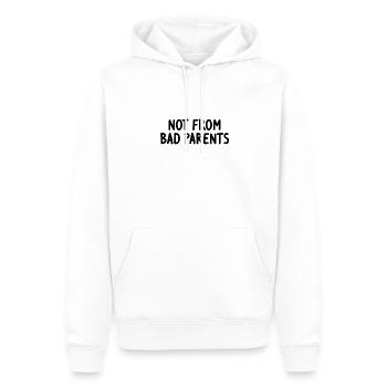 not from bad parents - nicht von schlechten Eltern - Männer Premium Bio Hoodie - Weiß - Vorne - Nico (187cm)