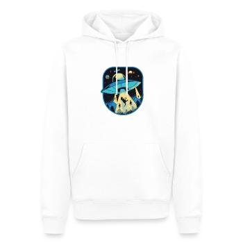 UFO Dinosaur, Alien Abduction - Men’s Premium Organic Hoodie - white - Front - Nico (187cm)